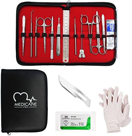 27 Pcs Advanced Dissection Kit for Anatomy &amp; Biology Medical Students with Scalpel Knife Handle - 11 Blades - Case - Lab Veterinary Botany Stainless Steel Dissecting Tool Set for Frogs Animals etc