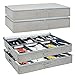 Under Bed Shoe Storage Organizers and Cotton Fabric Bags, 2 Pc Shoe Organizers with Adjustable Dividers and 2 Pc Cotton Storage Bags with Large Capacity for Storing Footwear, Clothes, Coats, and Linen