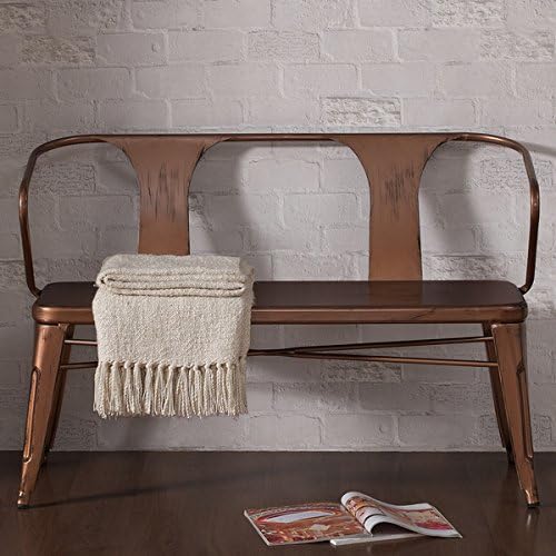 Tabouret Brushed Copper Metal Bench (30" high x 45" wide x 20.75" deep)