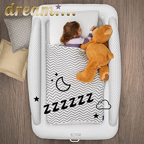 ELTOW Inflatable Toddler Travel Bed with Safety Bumpers, Portable