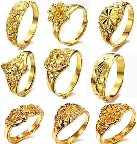 Fashion Jewellry Copper plating 18 K gold rings brand new design excellent quality 5 pcs a lot free choice 02-012