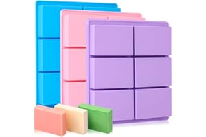 SJ Silicone Soap Molds 3 Packs, Rectangle Soap Molds for Soap Making, 6 Cavity Mold for Homemade Craft Soap Mold, Jelly, Chocolate & Ice Cube Trays(Blue, Purple & Pink)