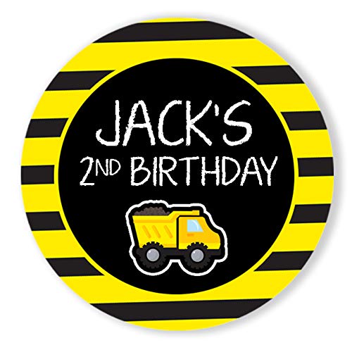 Construction Birthday 2" Birthday Stickers Handmade