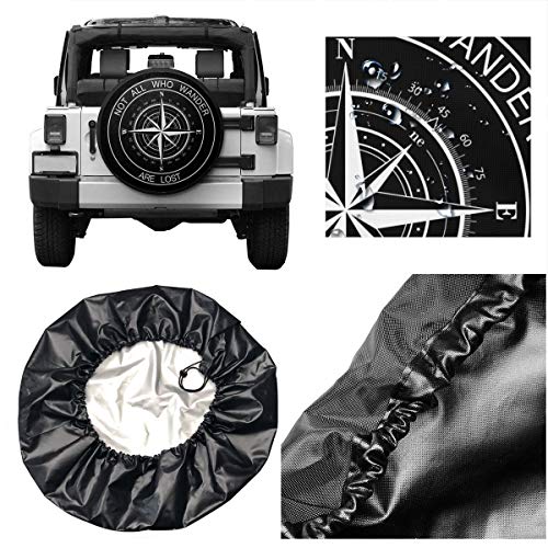 Pingping Not All Who Wander are Lost Spare Tire Cover Waterproof Dust-Proof Universal Spare Wheel Tire Cover Fit for Jeep, Camper Travel Trailer, RV, SUV, Truck and Many Vehicle 14" 15" 16" 17" - Thumbnail 4