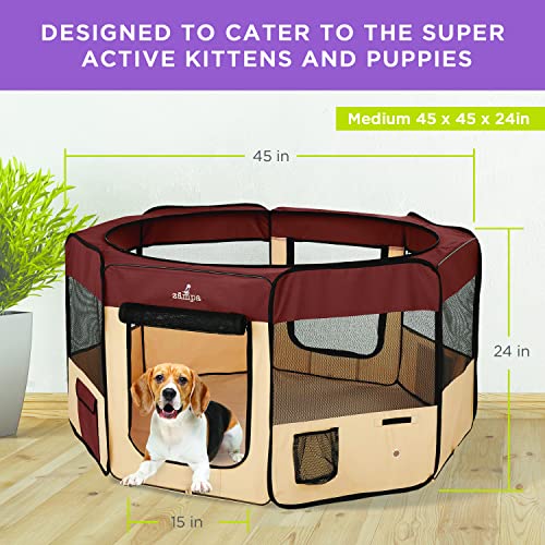 Zampa Dog Playpen Medium 45"x45"x24" Pop Up Portable Playpen for Dogs