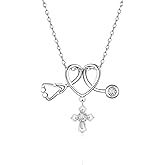Nurse Stethoscope Cross Neckalce for Women - 925 Sterling Silver Doctor Stethoscope Pendant Necklace Medical Assistant Jewelry Gifts for Medical Student Graduation Nurses Week Accessories Gift