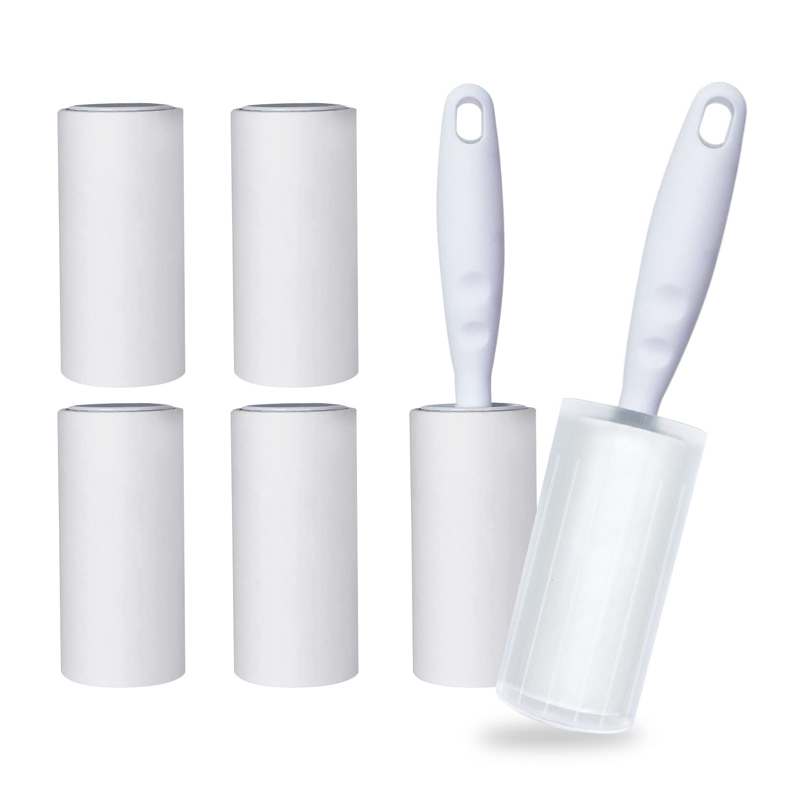 Oiamker Lint Rollers 6 Refills with 2 Handle 1 Dust Cover, Extra Sticky Lint Roller, Lint Remover for Clothes, Sofa, Bed, Carpet and Pet Hair, 60 Sheets per Refill.