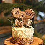 Cafurty 3 Pcs Mr & Mrs Cake Toppers Rustic Wedding Wood Decorations Mariage Wedding Decoration Event Party Supplies