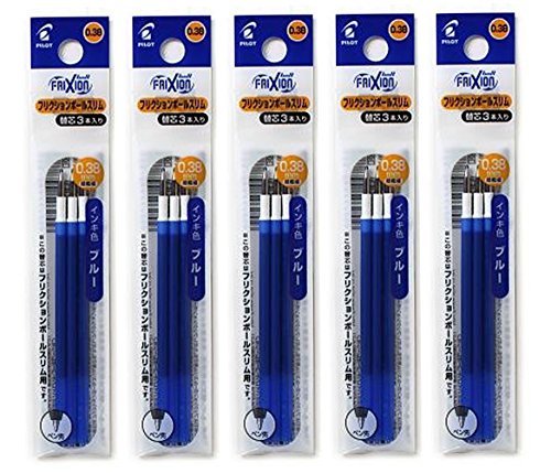 Pilot Frixion Ball Slim Gel Ink Pen Refill 0 38mm Blue Pack Of 3x5pack Value Set Pricepulse