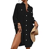 Bsubseach Womens Modern Swimsuit Cover Up Blouse Button Down Shirt Dresses Tops