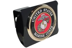MERCEDES AMG PETRONAS United States US Marine Corps USMC"Black with Gold Plated USMC Seal Emblem" Metal Trailer Hitch Cover Fits 2 Inch Car Truck Receiver