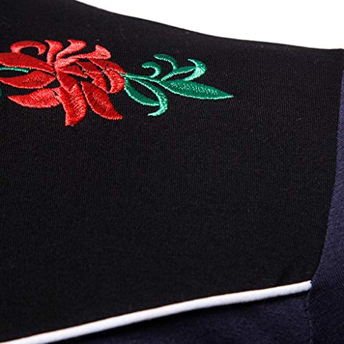 KLGDA Men's Long Sleeve Floral Embroidered Shirts Western Snap Denim Fashion Button Down Shirt Slim Blouse Top