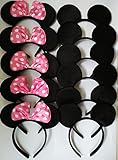 Mickey Mouse Ears Solid Black&Bow Minnie Headband for Boys&Girls Birthday Party