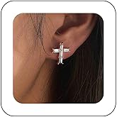 Erimberate Bohemian Crystal Cross Earrings Silver Cz Cross Stud Earrings Small Cross Crucifix Earrings Rhinestone Crucifix Stud Earrings Jewelry for Women Gifts