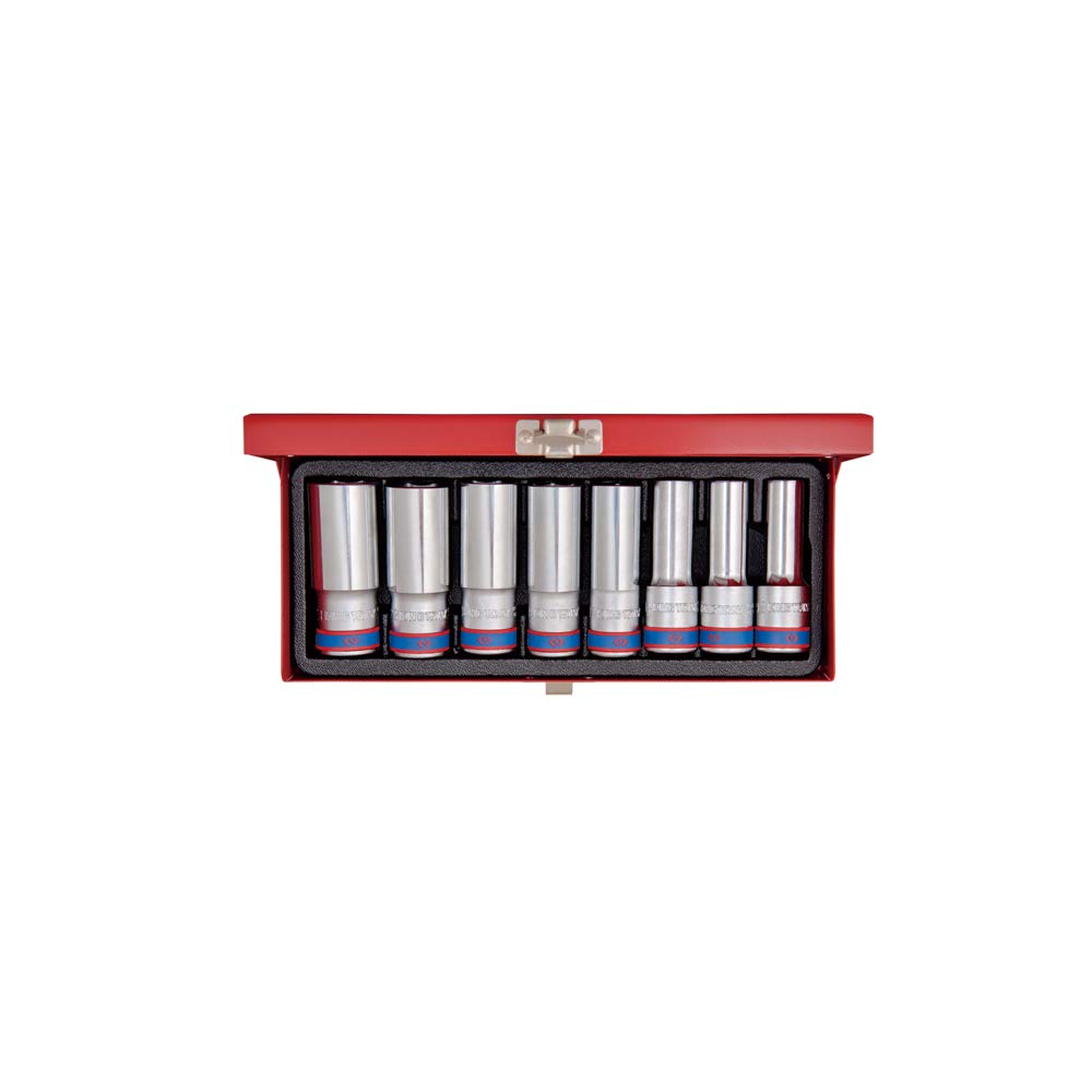 KING TONY 4308MR Deep Socket, 1/2-inch, Set of 8