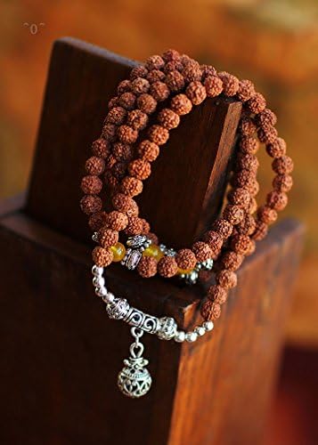 Genuine natural small King Kong Bodhisattva bracelet yellow crystal multi-layer Tibetan silver Buddha beads