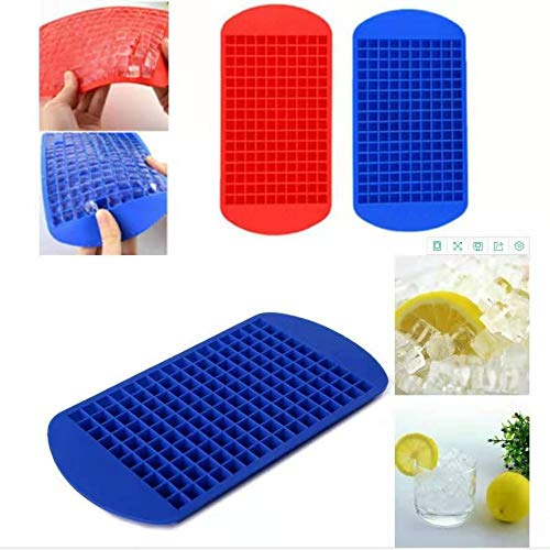 Hinxin 3Pack160 Grid mini Ice cube Trays - Flexible Stackable Mini Whiskey Juice Salad Ice Cube Mold, Kitchen Bar Party Drink Chocolate Mold (Red + Blue + Black)...