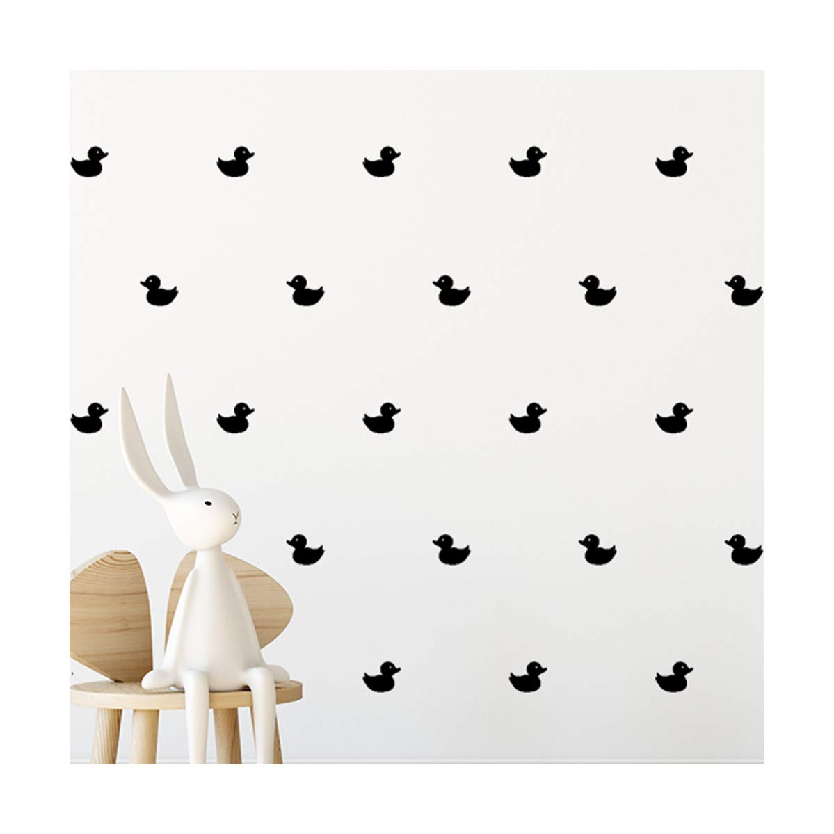 StickerDeen | Duck Shape Baby Bath Time Style Decoration Removable Furniture, Nursery, Bathroom Wall Art Vinyl Decal Stickers Gift | (Pack 72) (Black)