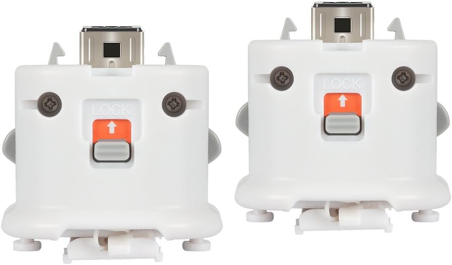 Motion Plus Adapter x2 for Wii Remote Controller, Lavuky WM01 2 Pieces Remote Plus Sensor Adapter for Wii Remote Controller -White