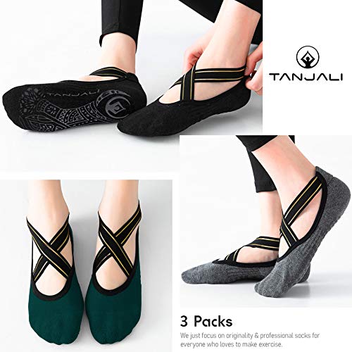 TANJALI Yoga Socks with Grips for Women Size 5.5-11, Grip& Non-Slip Yoga Socks for Workout, Dance, Pilates, Ballet and Barre