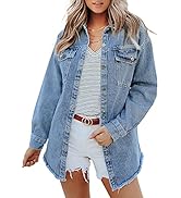 Bdcoco Womens Casual Button Down Denim Jackets Long Sleeve Oversize Boyfriend Jeans Jackets
