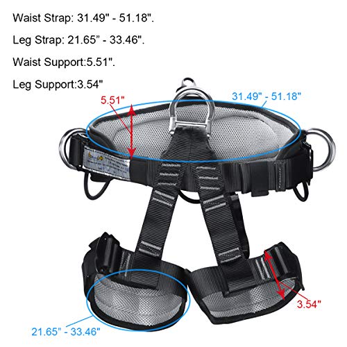 HeeJo Thicken Climbing Harness, Professional Mountaineering Safety Harness/Belt with Magnesium Alloy Connection Ring, Widen Harness for Rock Climbing Outward Bound SRT Fire Rescuing Rappelling - Thumbnail 3