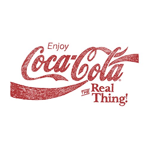 Coca Cola The Real Thing White Text - T-Shirt Donna, Manica Corta, Bianca
