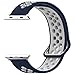 SIXRARI Compatible for Apple Watch Band 42mm 44mm, Soft Silicone Replacement Sport Nike Bands with Ventilation Holes Compatible for Smart IWatch Series 4,Series 3,Series 2 1,Nike+,Edition Blue White
