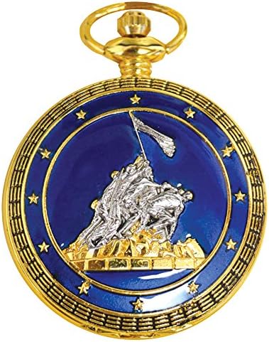Iwo Jima Pocket Watch - 2" Case w/ Marine Corps Raising Flag Mt Suribachi
