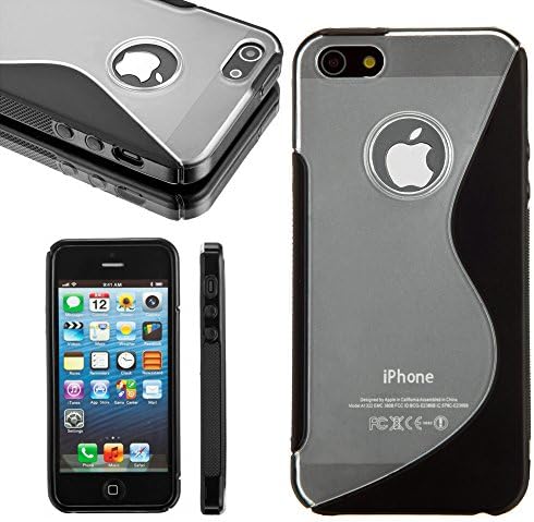 iPhone SE Case, iPhone 5S Case, iPhone 5 Case, Desiro [Black] Hybrid Clear Hard Back TPU Bumper Soft Gel Impact Protective S Case Cover Skin for Apple iPhone SE 5S 5