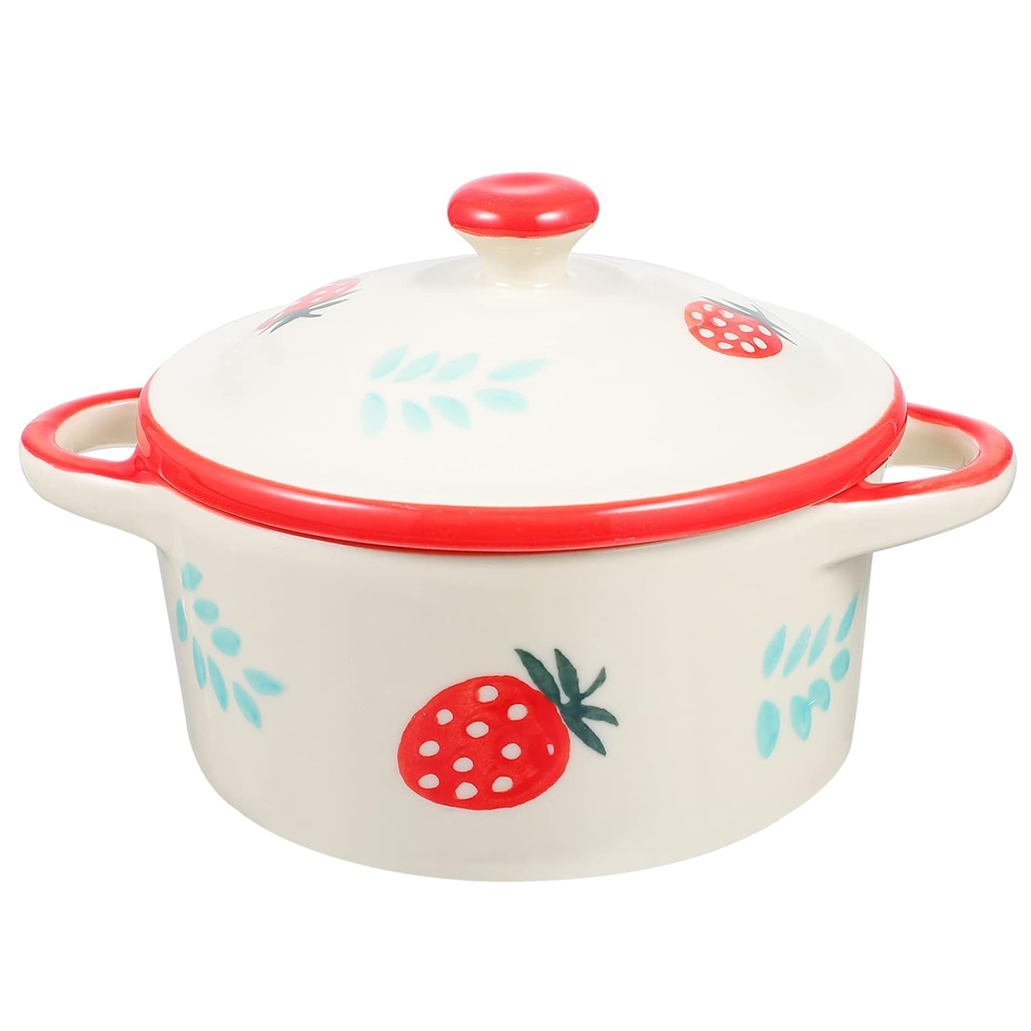 UPKOCH Oven Safe Ceramic Soup Bowl with Handles and lid Mini Casserole