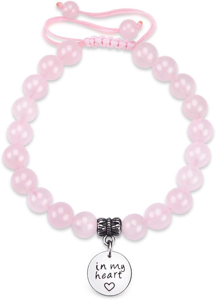 CheersLife Inspirational Jewelry - Healing Energy Pink Crystal Bracelet Quote Engraved for Inspiration, Motivation – Perfect Natural Gift for Women, Teens, Girls