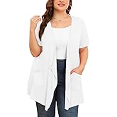 TIANZHU Plus Size Cardigan for Women Lightweight Short Sleeve Summer Dressy Light Cardigan