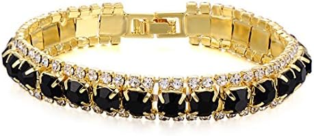 Firewings Yellow Gold Fiiled Clear Crystal Black Onyx Bracelets