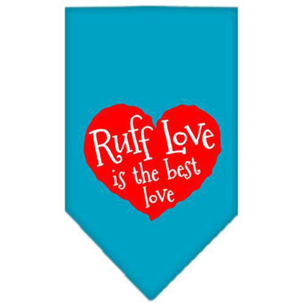 Mirage Ruff Love Screen Print Bandana for Pets, Small, Turquoise