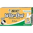 BIC Wite-Out Brand Extra Coverage Correction Fluid, 20 mL, White, Covers The Toughest Mistakes, 3-Count