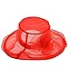 IL Caldo Women's Kentucky Derby Sun Hat Fascinator Flowers Wide Brim Gauze Hat Headdress,Red