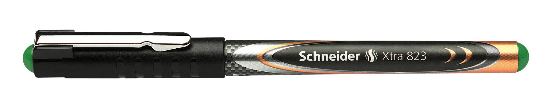 Schneider Xtra 823 Rollerball Pen with Stainless Steel Cone Tip 0.3 Green Carbon Look