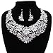 Yuhuan Women Alloy and Crystal Butterfly Necklace and Earring Set Color (Silver)