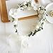 SIZSNM Flower Crown Floral Headband Headpiece Wreath Girls Womens Artificial White Silk Roses Wedding Bridal Kids Toddler Boho