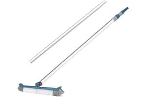 POOPLE Swimming Pool Brush with Pole, 16ft Aluminum Telescopic Pool Poles and Polished Nylon Bristles Pool Brushes Head for Cleaning Pool Walls