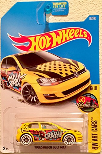 Hot Wheels 2017 HW Art Cars Volkswagen Golf MK7 16/365, Yellow