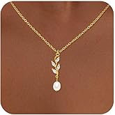 TITUTHIA Pearl Necklaces for Women, 14K Gold Plated Pearl Drop Pendant Necklace Dainty Gold Necklaces for Women Trendy Pearls Choker Wedding Bridesmaids Necklace Gold Jewelry Gifts