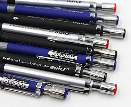 Aimeio Mechanical Pencil,2.0mm Automatic Pencil with Lead,Office School Supplies 2B Pens for Drawing,Sketching,Writing,Drafting,6-Count