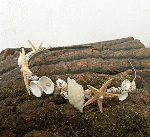 Seashells Starfish Beach Wedding Crown, Nautical Mermaid jewelry, Natural hair accessories