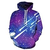 SAYM Unisex Simulation Printing Galaxy Pocket Hooded Sweatshirt 25 M