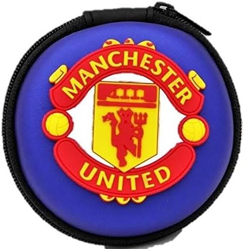 ShoppingCardio PVC Material Manchester United Logo Durable Carry Case Storage Headphone Earphone Pouch Holder and Organizer for Pen Drives Memory Cards and Small utilities (Royal Blue)