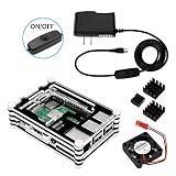 LAFVIN Raspberry Pi 3 B+ Case with Fan,3&times; Heatsinks,5V 2.5A Power Supply with On/Off Switch,Compatible with Raspberry Pi 3 Model B, Raspberry Pi 2 Model B