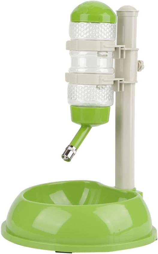 Fdit Water Bottle Bowl for Dogs - Automatic Feeding - Adjustable Water Height Dispenser for Dogs Cats (Green)