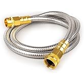 FangFarm Stainless Steel Garden Hose: 5FT Flexible Short Water Hose - Leak-Resistant Metal Connector for Faucet Extension - Durable Outdoor Use for Gardeners & DIY Tasks